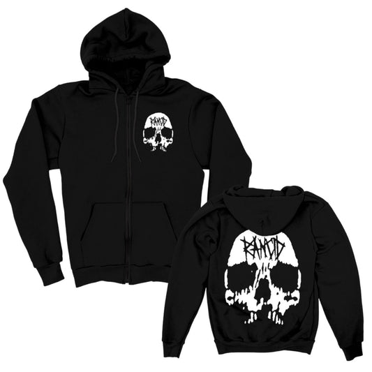 Rancid Skull Zippered Hooded Sweatshirt Front