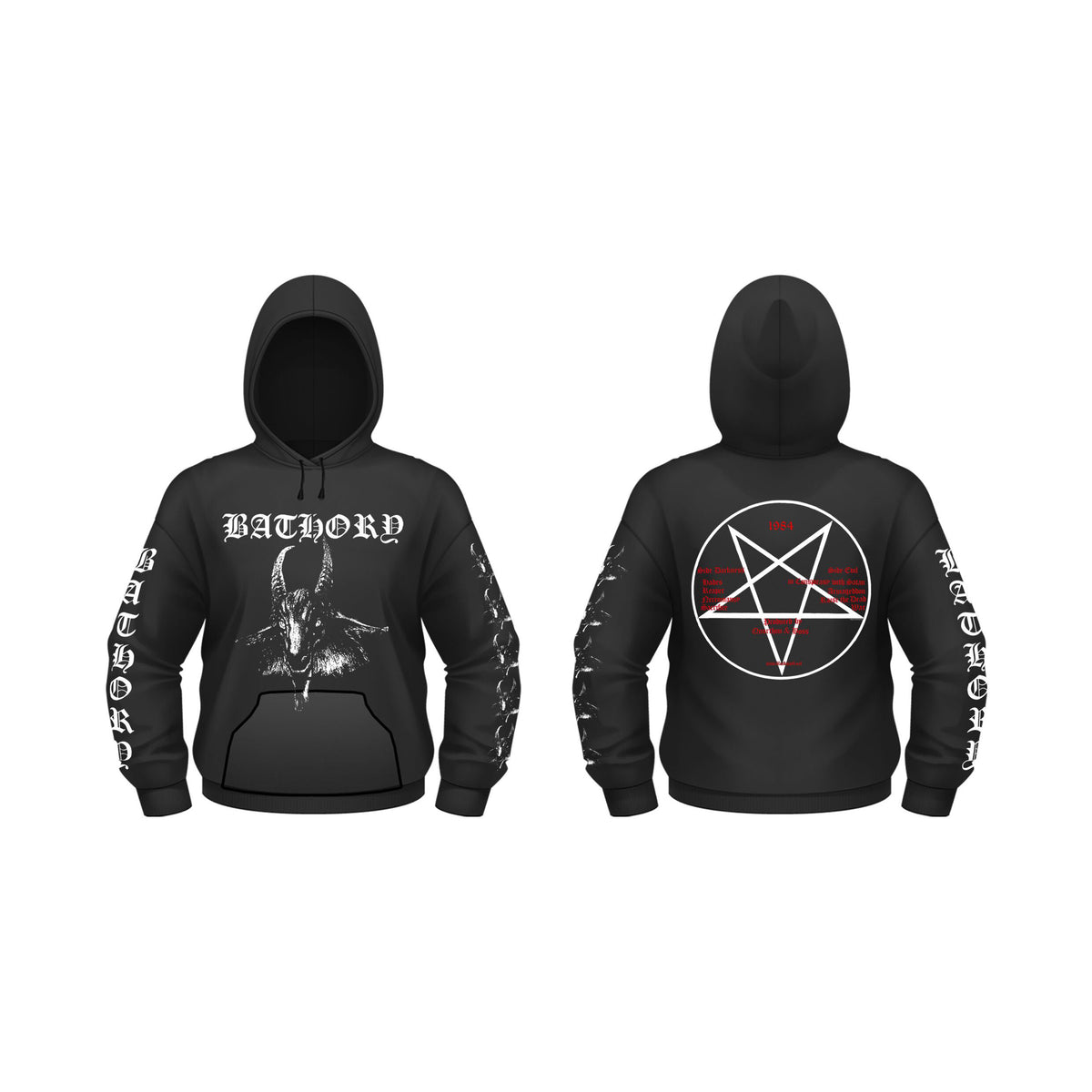 Bathory White Goat Hooded Sweatshirt Front
