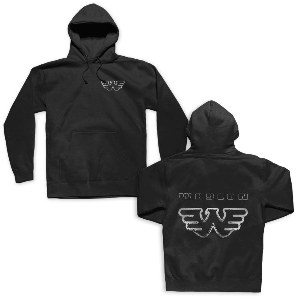 Waylon Jennings Silver Flying W Hooded Sweatshirt Front