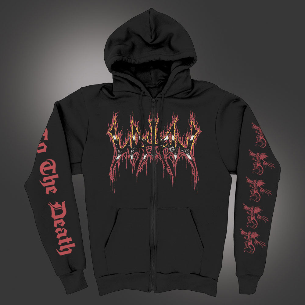 Watain Fire Logo Zippered Hooded Sweatshirt Front