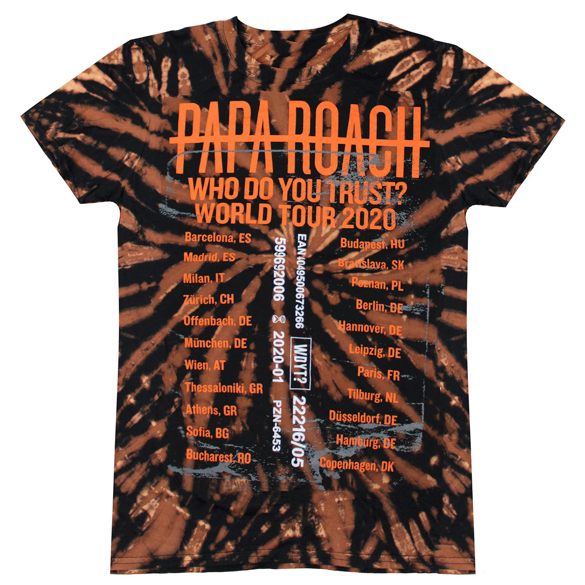 Papa Roach Dead Roach WDYT? 2020 World Tour T-shirt Back