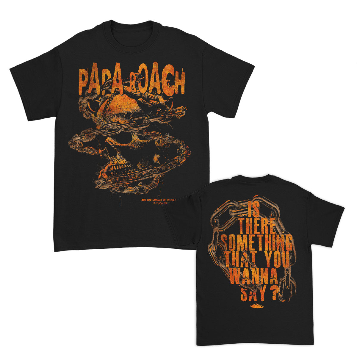 Papa Roach Orange Skull In Chains T-shirt Front