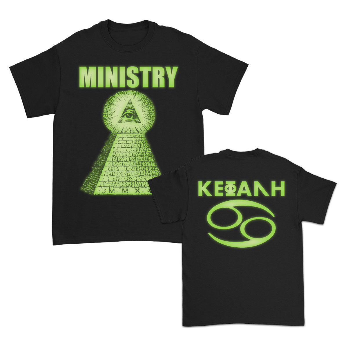 Ministry Glow-In-The-Dark Pyramid T-shirt Front