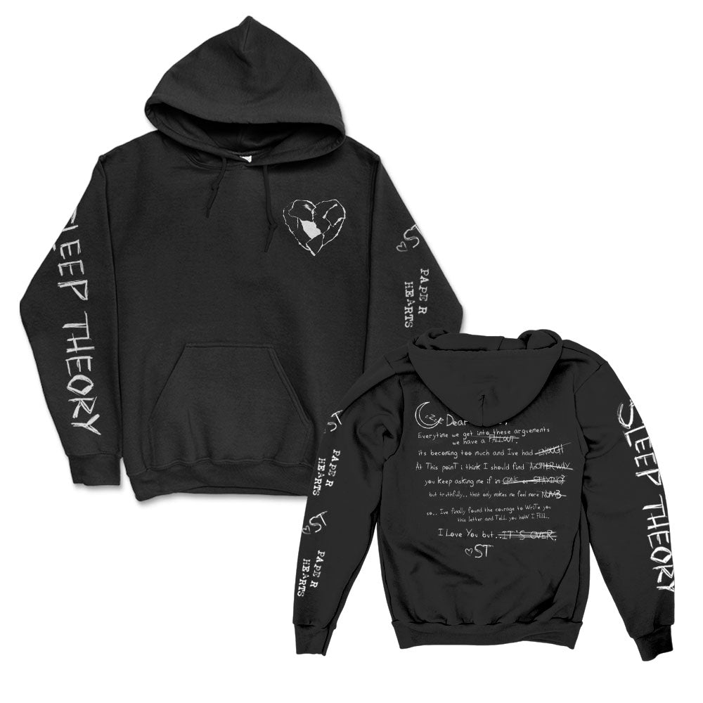 Sleep Theory Paper Hearts Hooded Sweatshirt Front