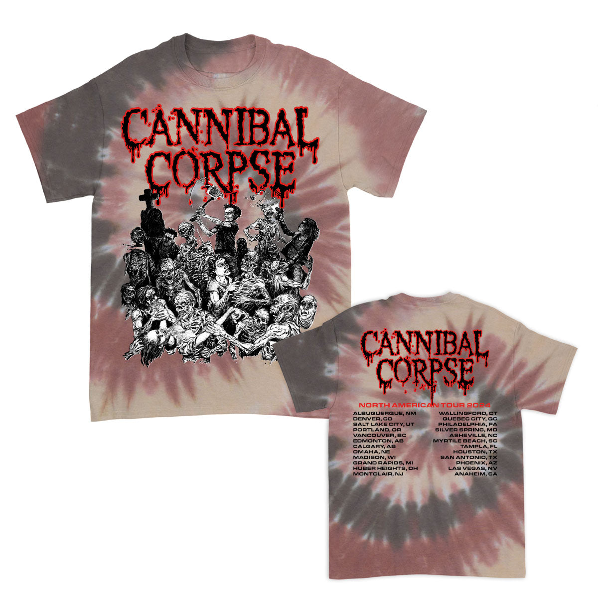 Cannibal Corpse Graveyard NA 2024 Tour T-shirt Front