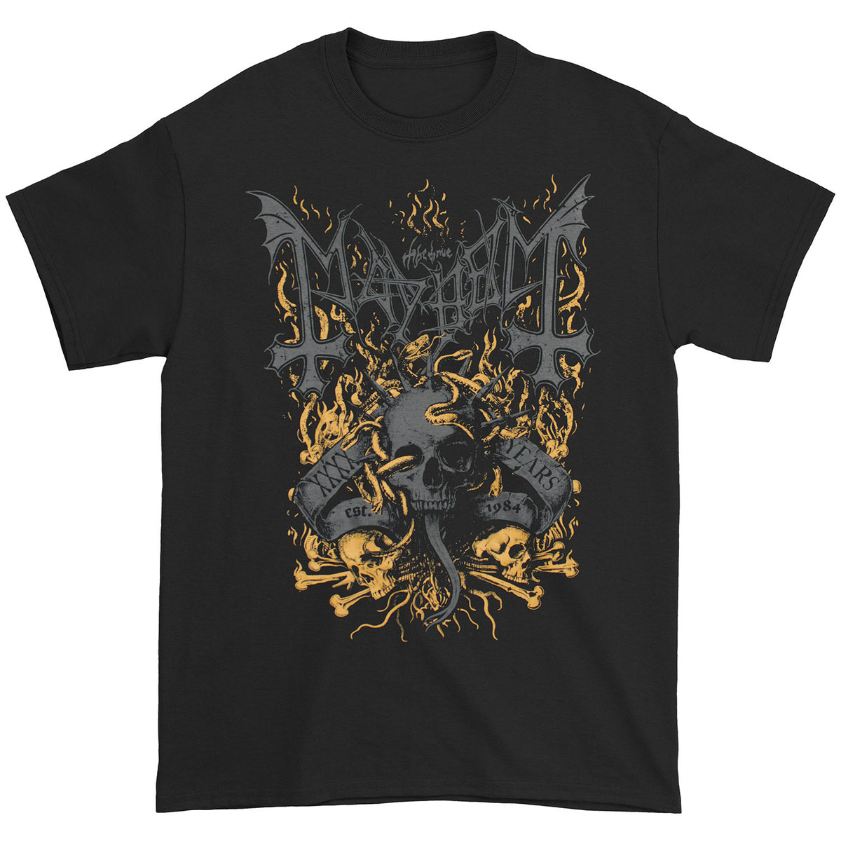 Mayhem 40 Years of Pure Fucking Chaos T-shirt Front