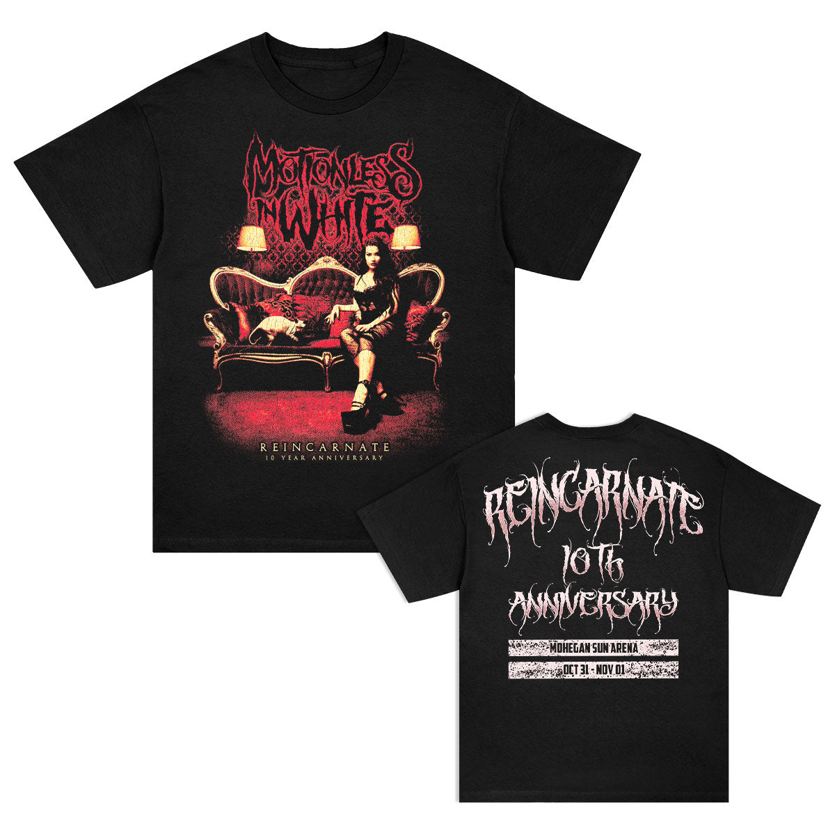 Motionless In White Reincarnate 10 Year Apocalypse Fest T-shirt Front