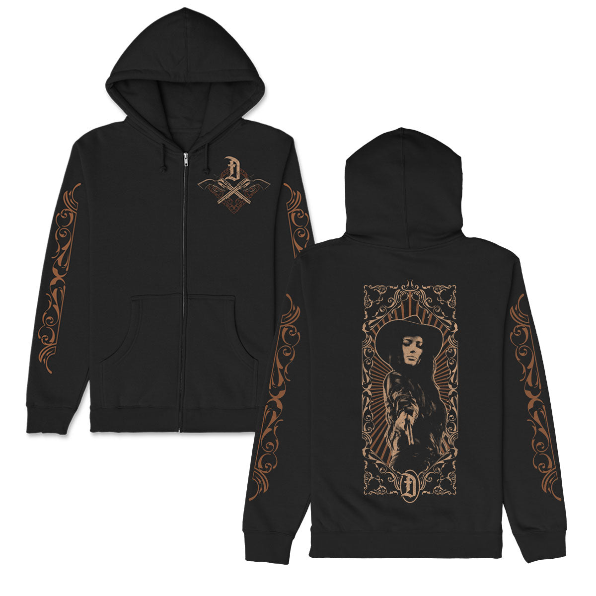 Dorothy Guns Up Zippered Hooded Sweatshirt Front