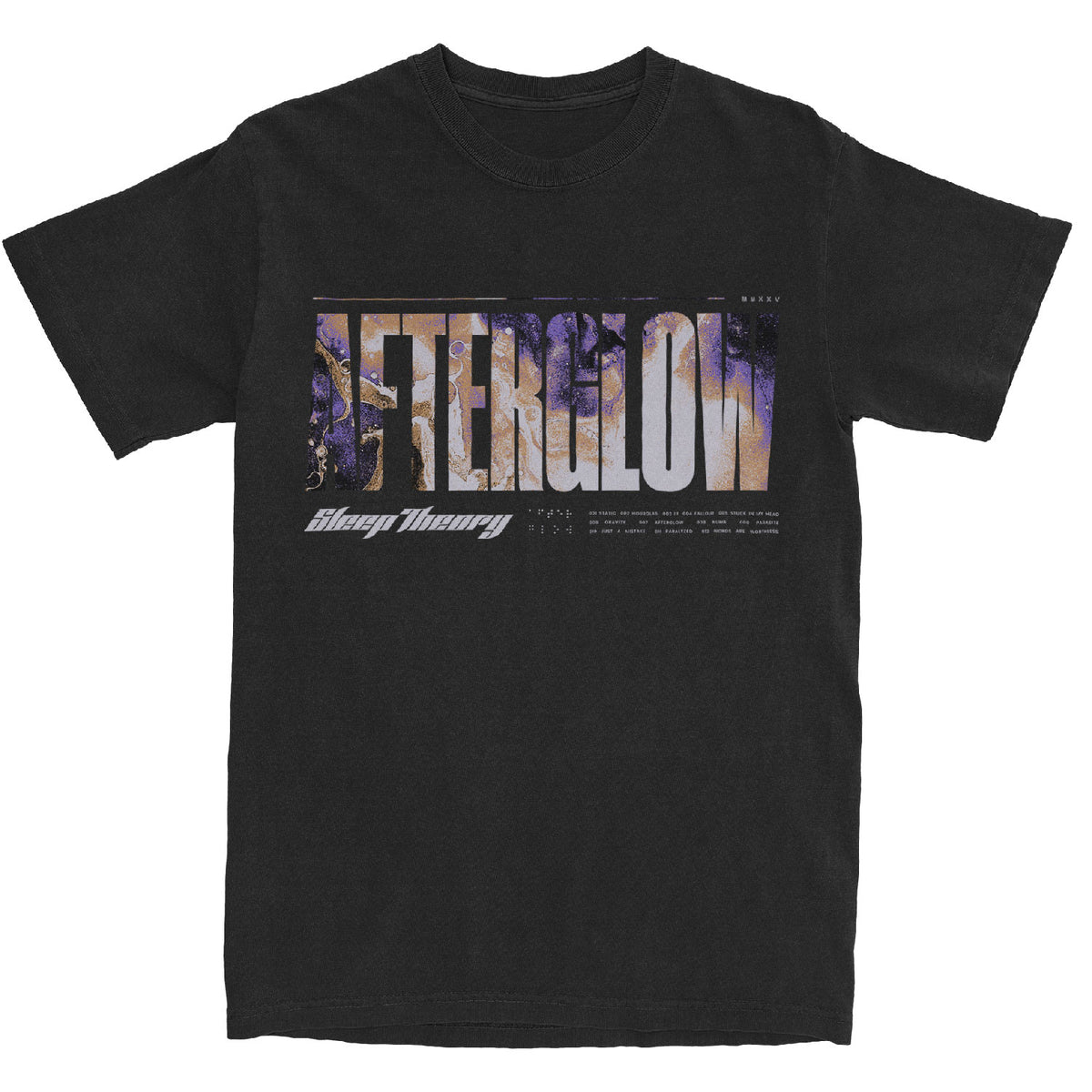 Sleep Theory Afterglow Track List T-shirt Front