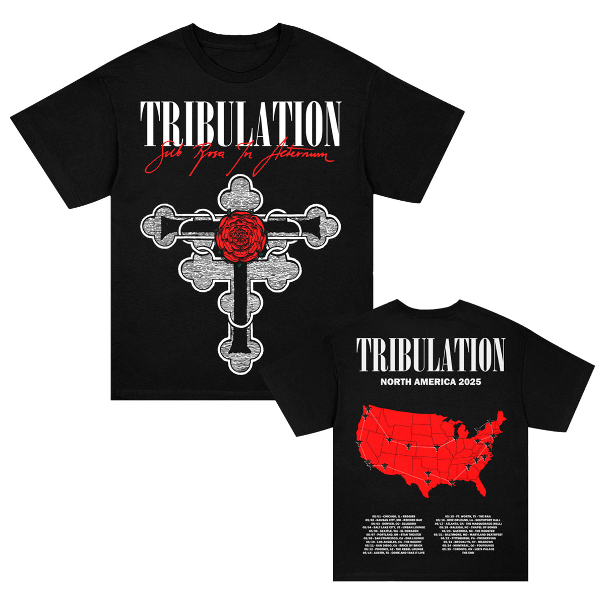 Tribulation Sub Rosa 2025 Tour T-shirt Front