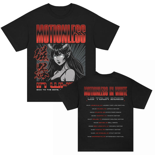 Motionless In White Fall 2025 US Tour Dates T-shirt Front