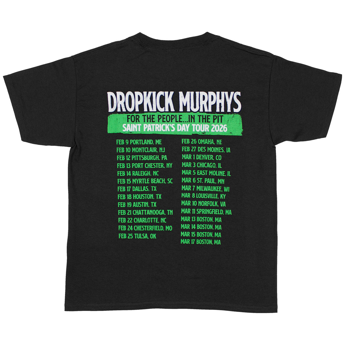 Dropkick Murphys Leprechaun St. Patricks Day Tour 2026 T-shirt Back