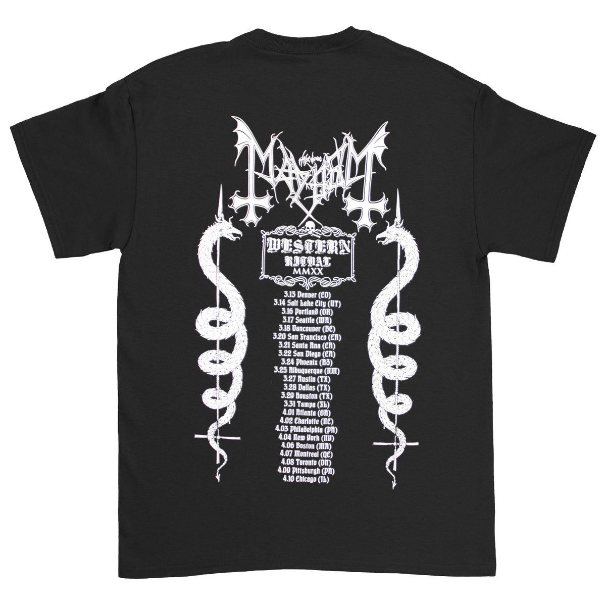 Mayhem Hourglass Skull & Crossbones T-shirt Back