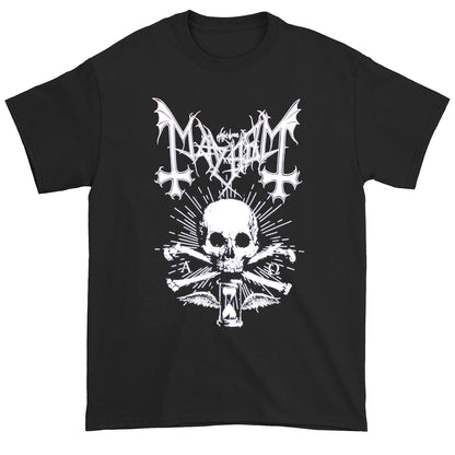 Mayhem Hourglass Skull & Crossbones T-shirt Front