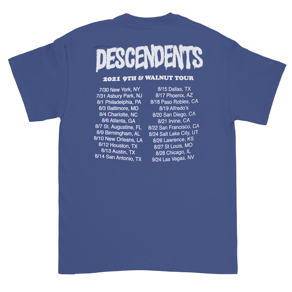 Descendents 2021 9th & Walnut Tour T-shirt Back