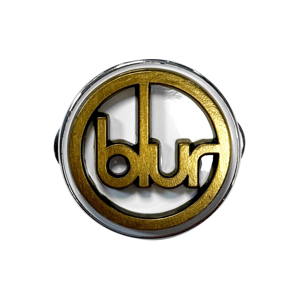 Blur Gold Logo Pewter Pin Badge Front