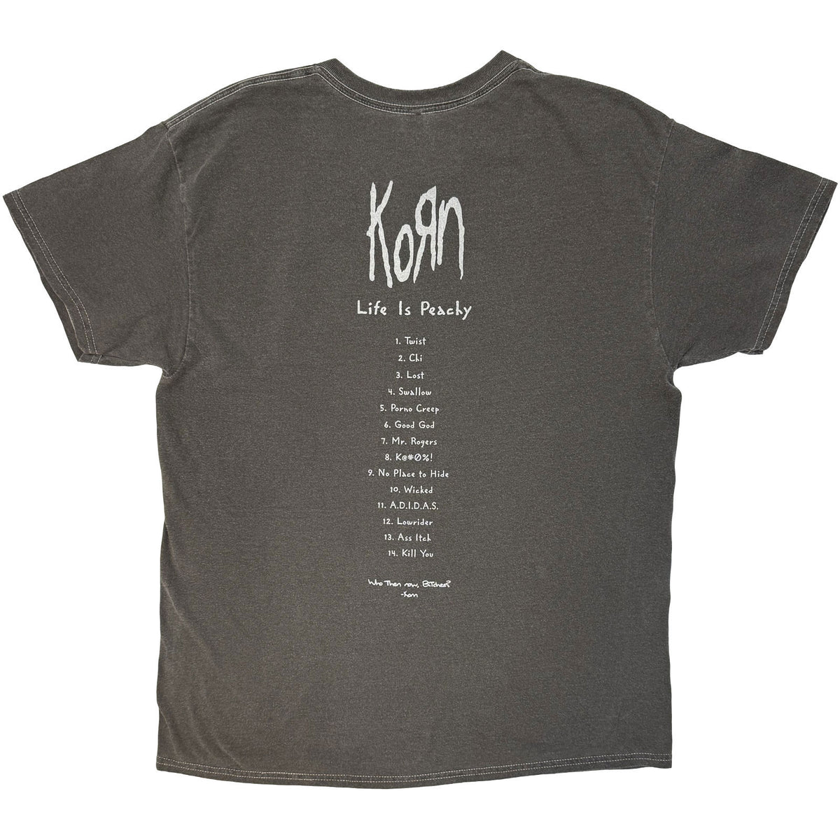Korn Life Is Peachy Tracklist T-shirt Back