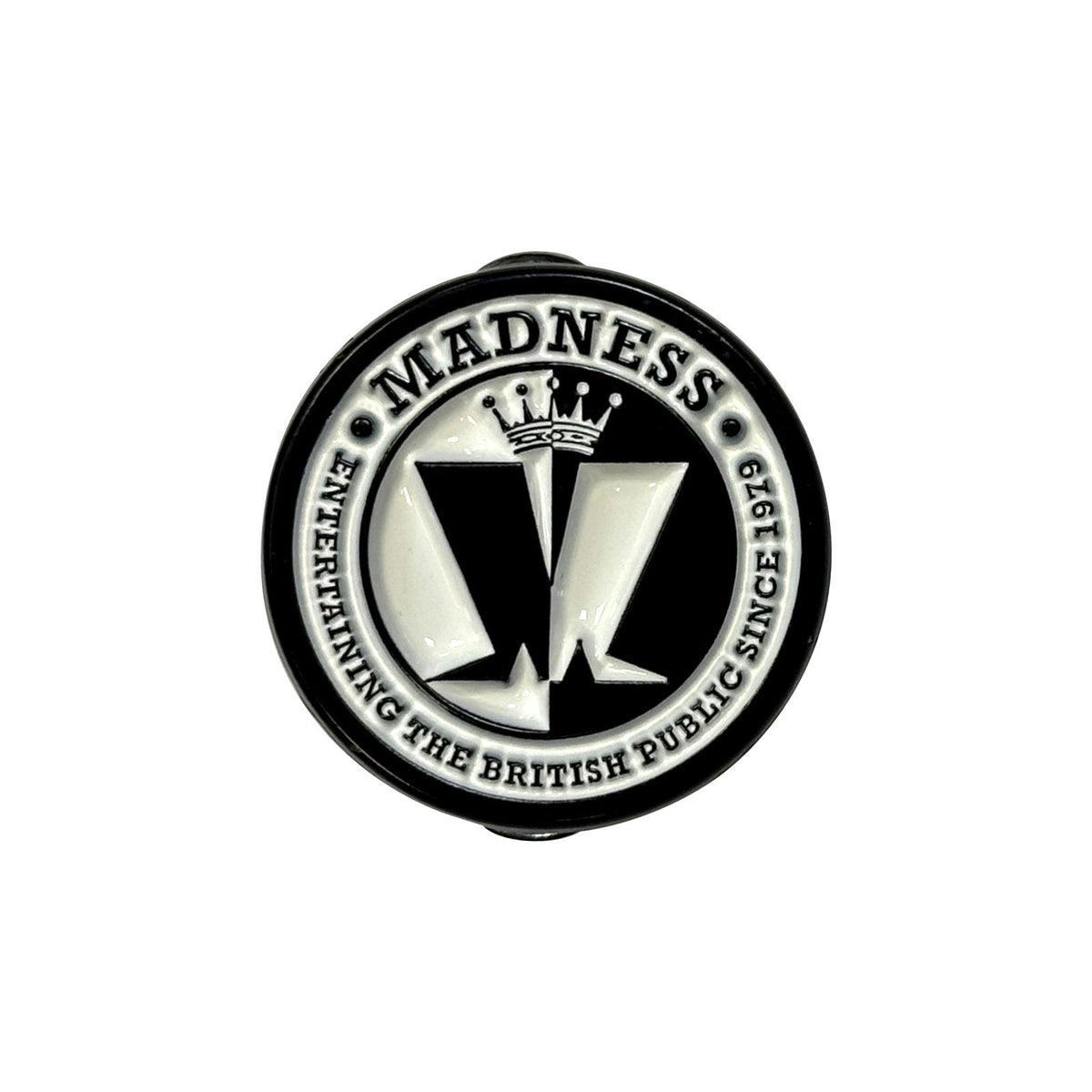 Madness Since 1979 Pewter Pin Badge Front