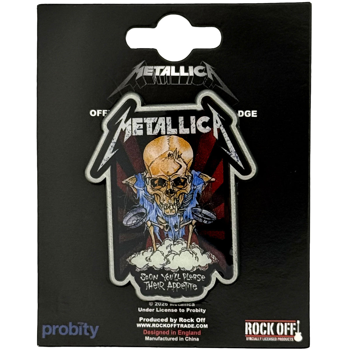 Metallica Doris Pewter Pin Badge Front