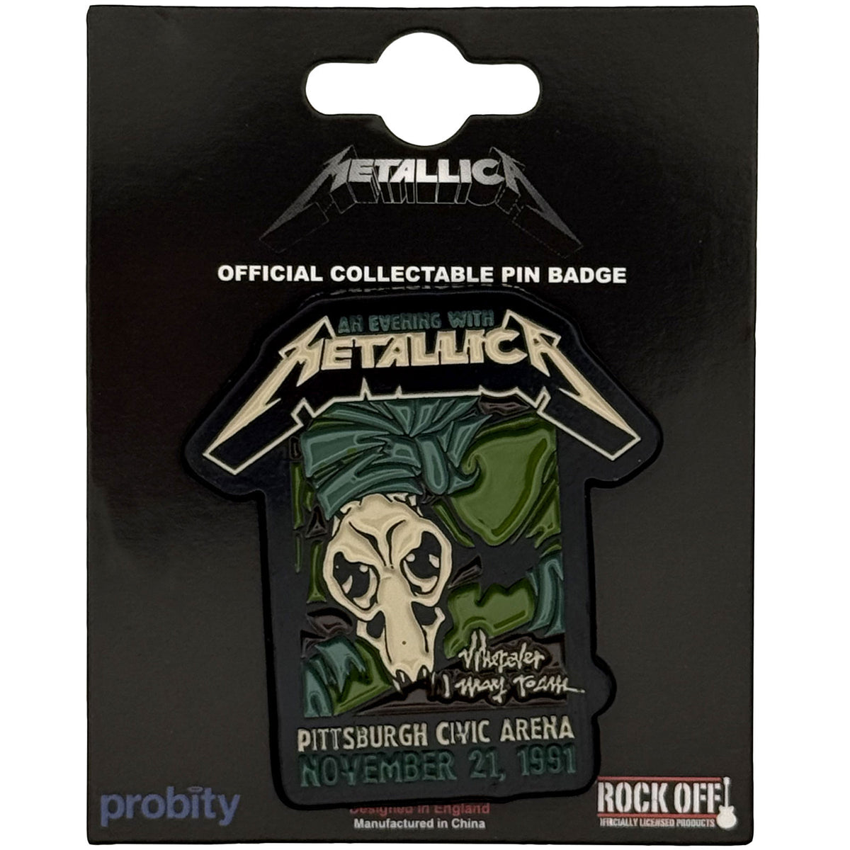Metallica Roam Tour Pewter Pin Badge Front