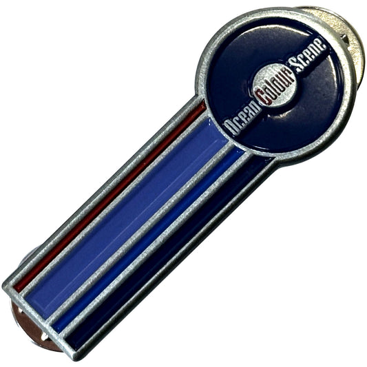 Ocean Colour Scene Circle Logo & Stripes Pewter Pin Badge Front