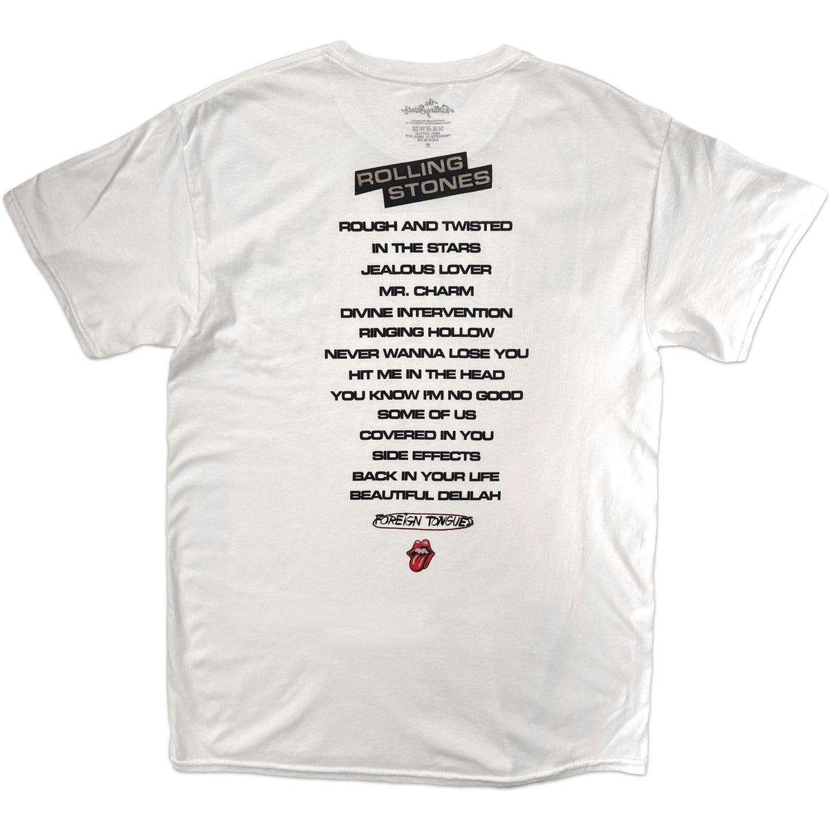 Rolling Stones Foreign Tongues Tracklist T-shirt Back