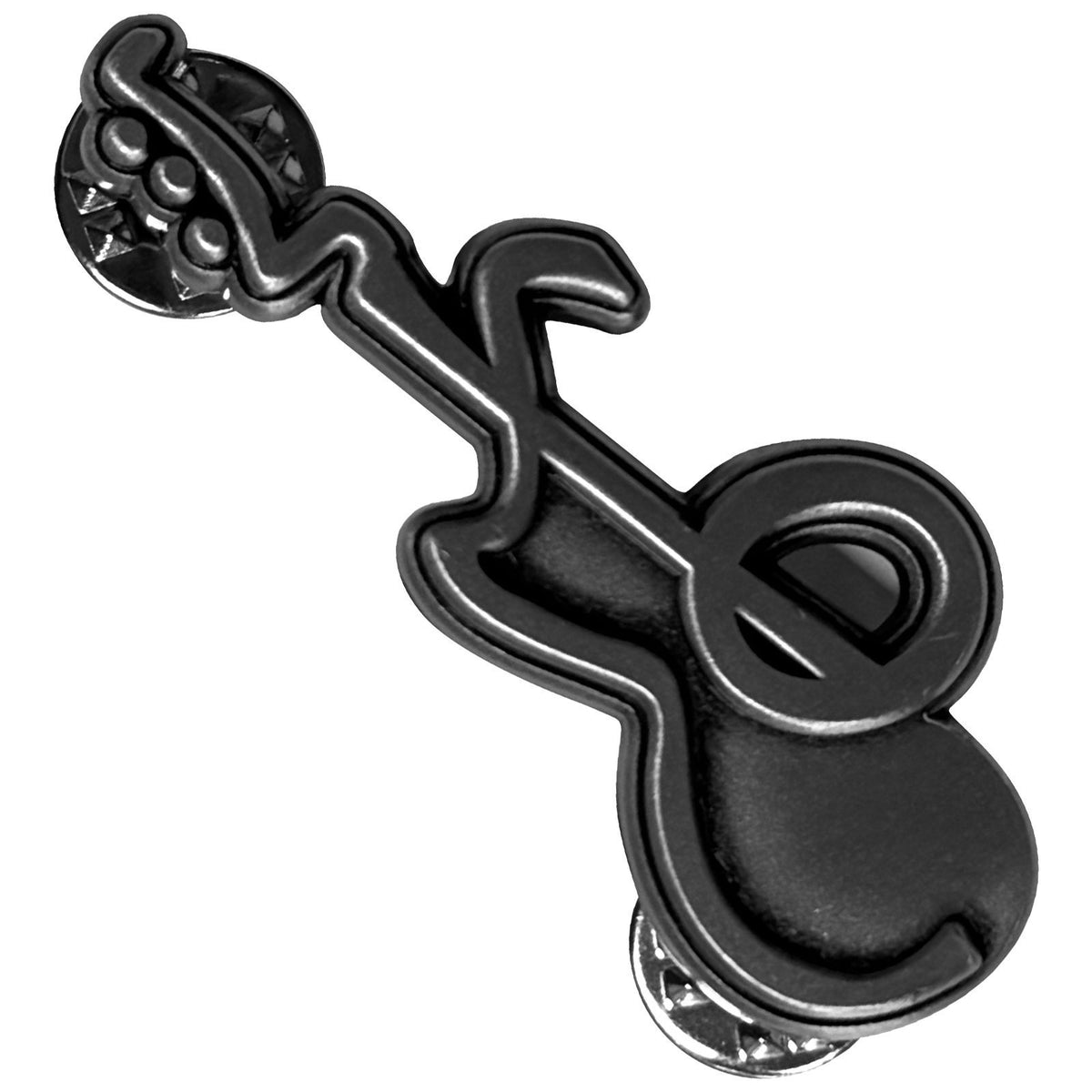 Santana Guitar Pewter Pin Badge Front