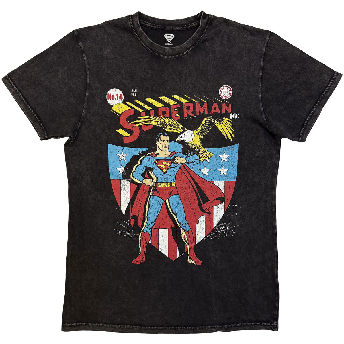 Dc Comics Superman Eagle Shield Dip Dye & Wash T-shirt Front