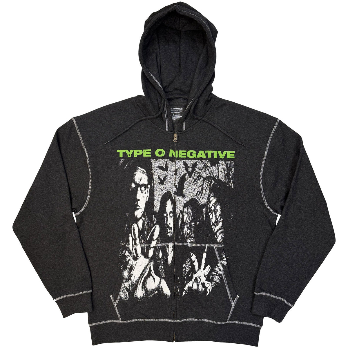 Type O Negative Bats Zippered Hooded Sweatshirt Front