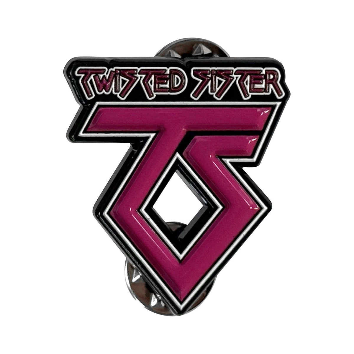 Twisted Sister Pink Logo Pewter Pin Badge Front