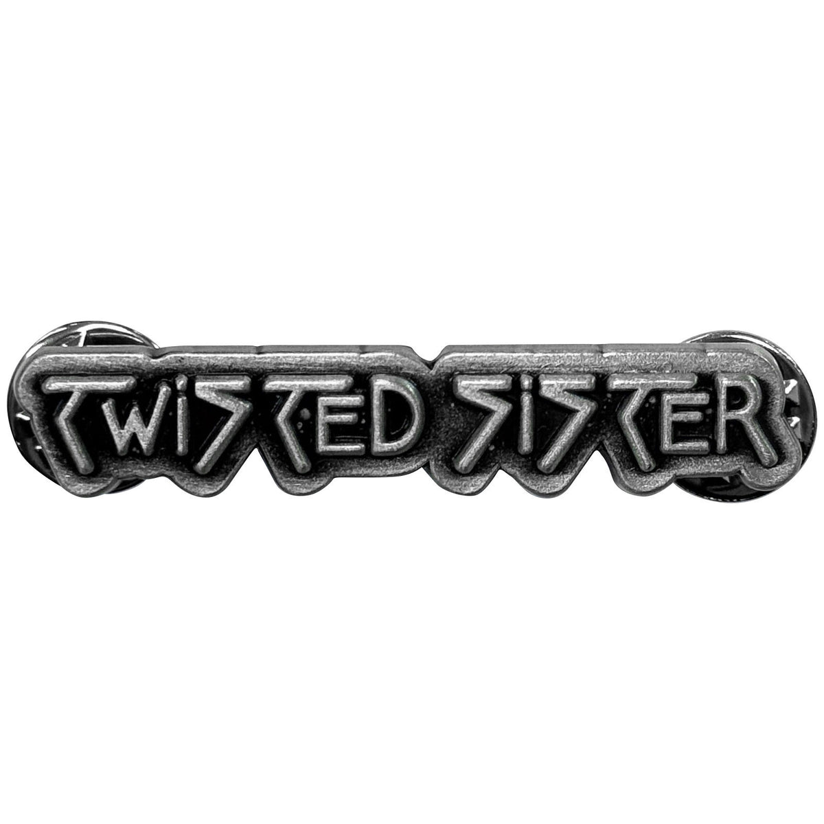 Twisted Sister Silver Logo Pewter Pin Badge Front