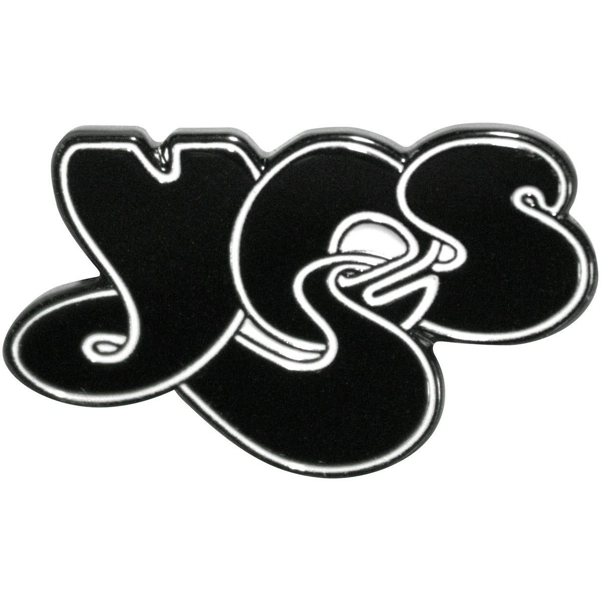 Yes Black Logo Pewter Pin Badge Front