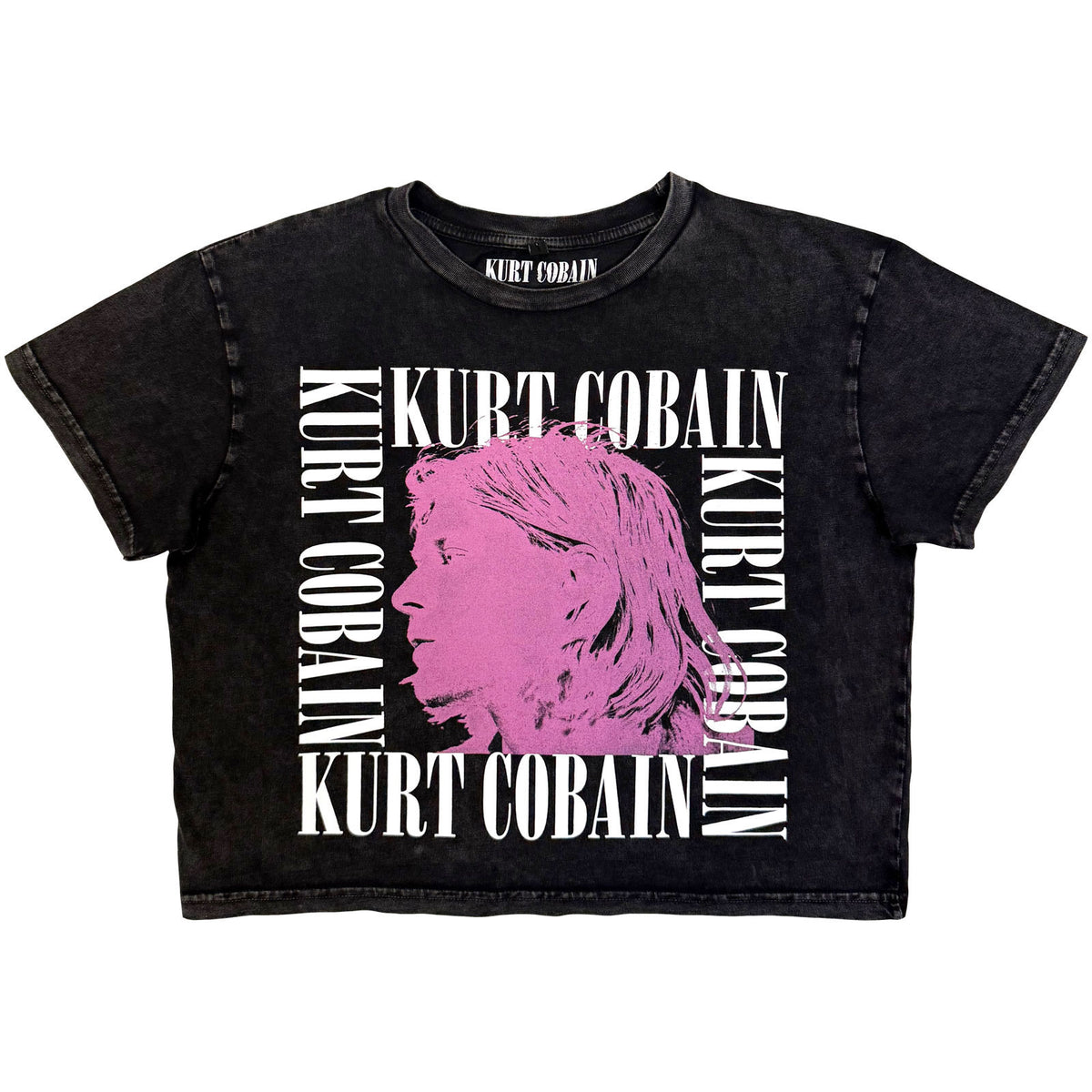Kurt Cobain Head Shot Frame Crop Top Girls Jr Front
