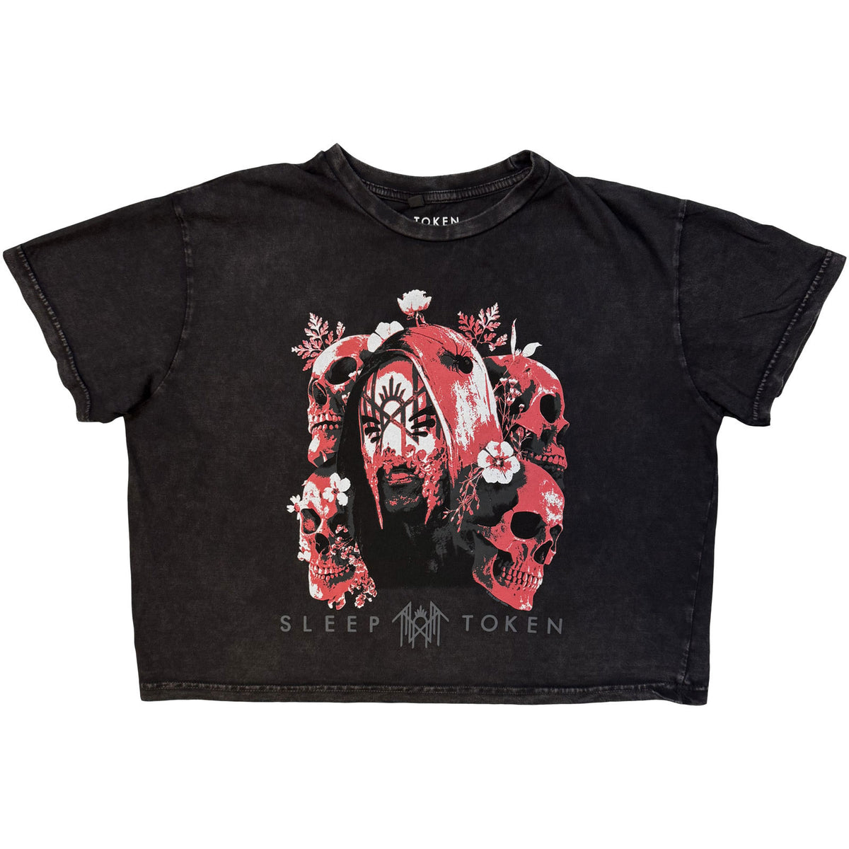 Sleep Token Skull & Flowers Crop Top Girls Jr Front