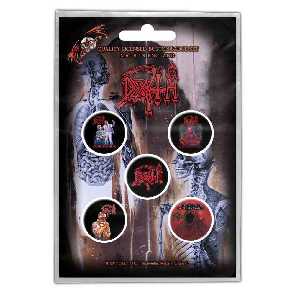 Death Albums Pewter Pin Badge Front