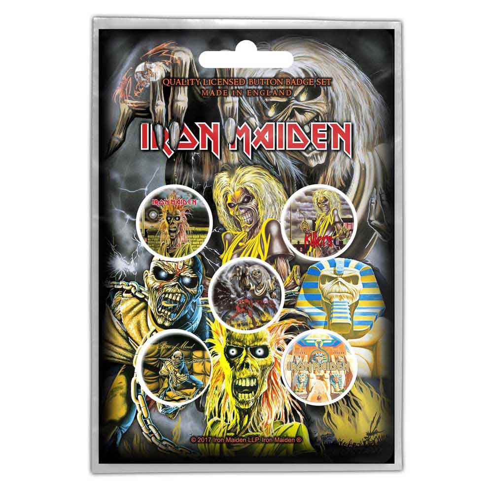Iron Maiden Early Albums Pewter Pin Badge Front