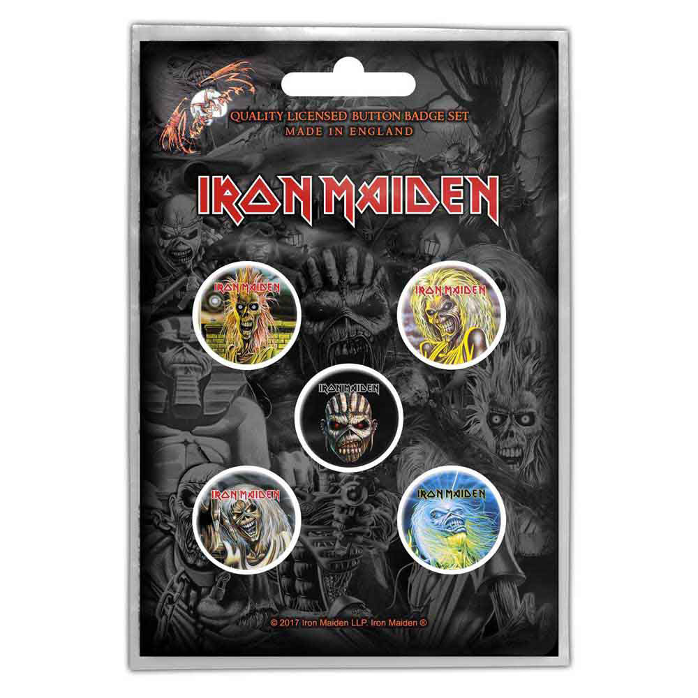 Iron Maiden The Faces Of Eddie Pewter Pin Badge Front