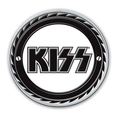 KISS Buzzsaw Pewter Pin Badge Front