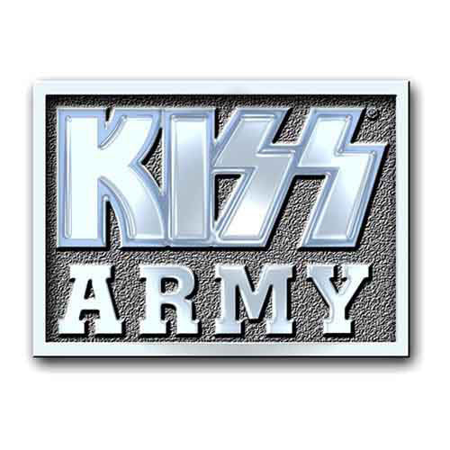 KISS Army Block Pewter Pin Badge Front