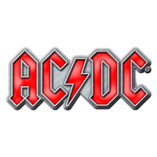 AC/DC Red Logo Pewter Pin Badge Front