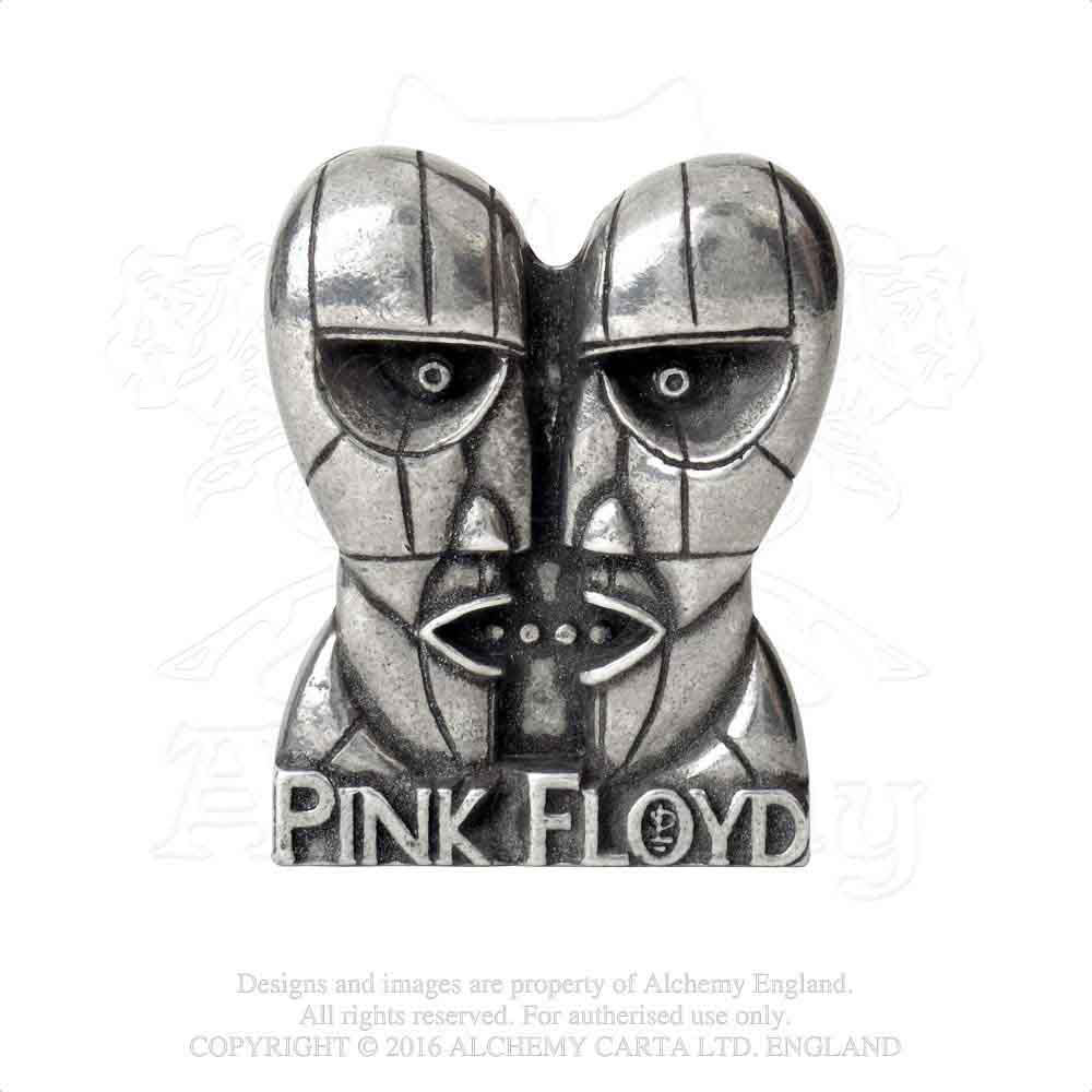 Pink Floyd Division Bell Heads Pewter Pin Badge Front