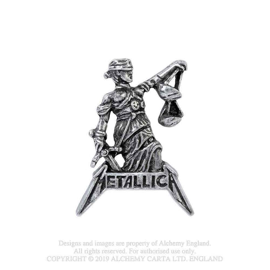 Metallica Justice For All Pewter Pin Badge Front
