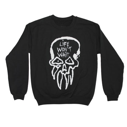 Rancid Life Won't Wait Skull Crewneck (Black) Sweatshirt Front