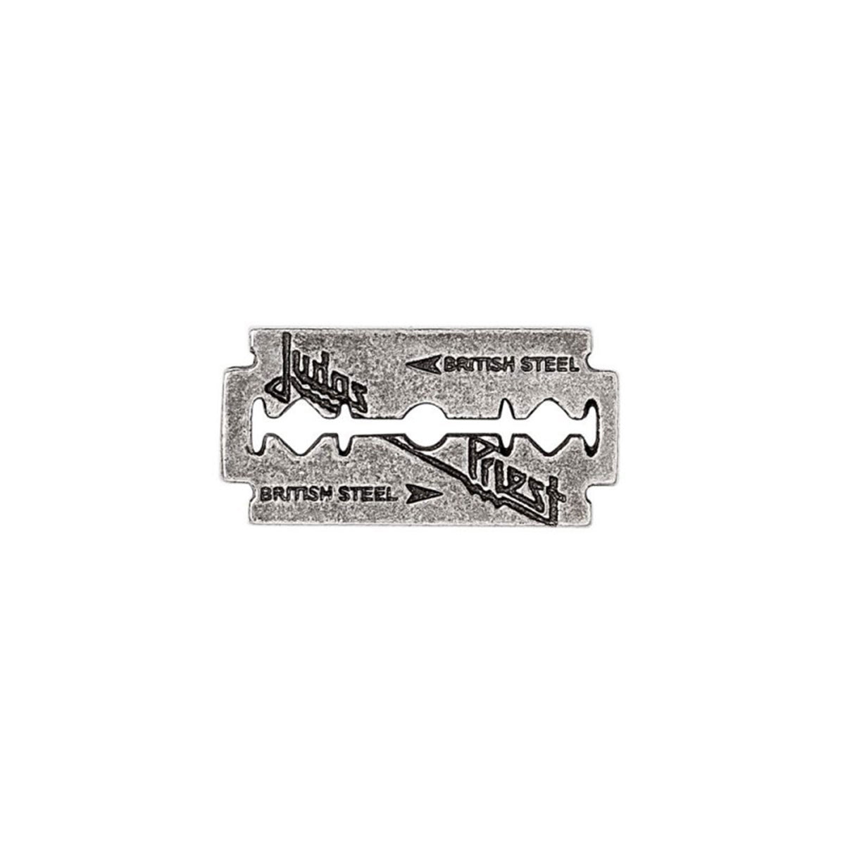 Judas Priest Razorblade Pewter Pin Badge Front