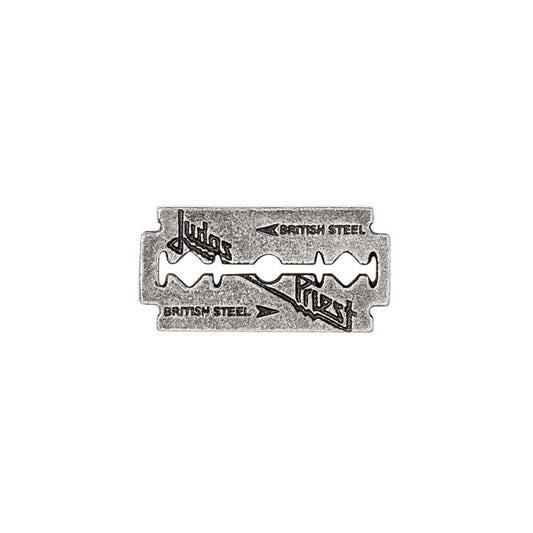 Judas Priest Razorblade Pewter Pin Badge Front