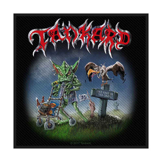 Tankard One Foot In The Grave Woven Patch Front