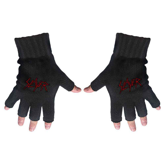 Slayer Scratched Logo Knit Gloves Front
