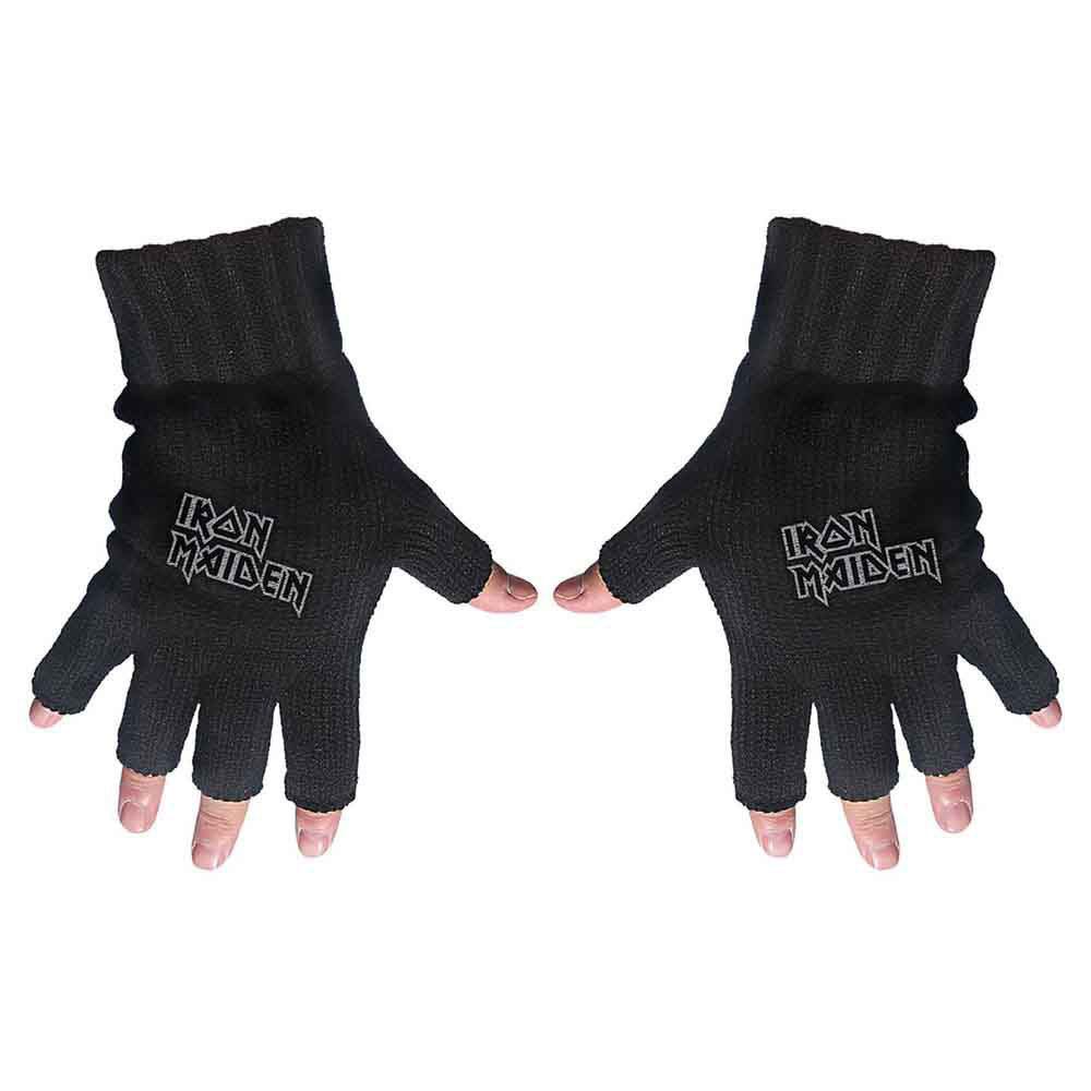 Iron Maiden Logo Knit Gloves Front