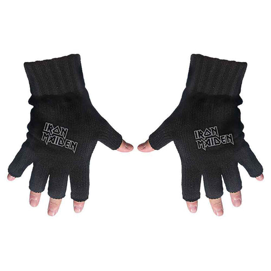 Iron Maiden Logo Knit Gloves Front