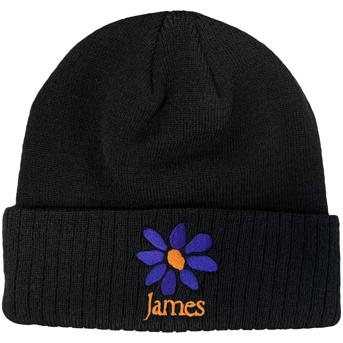 James Orange Logo Purple Daisy Beanie Front